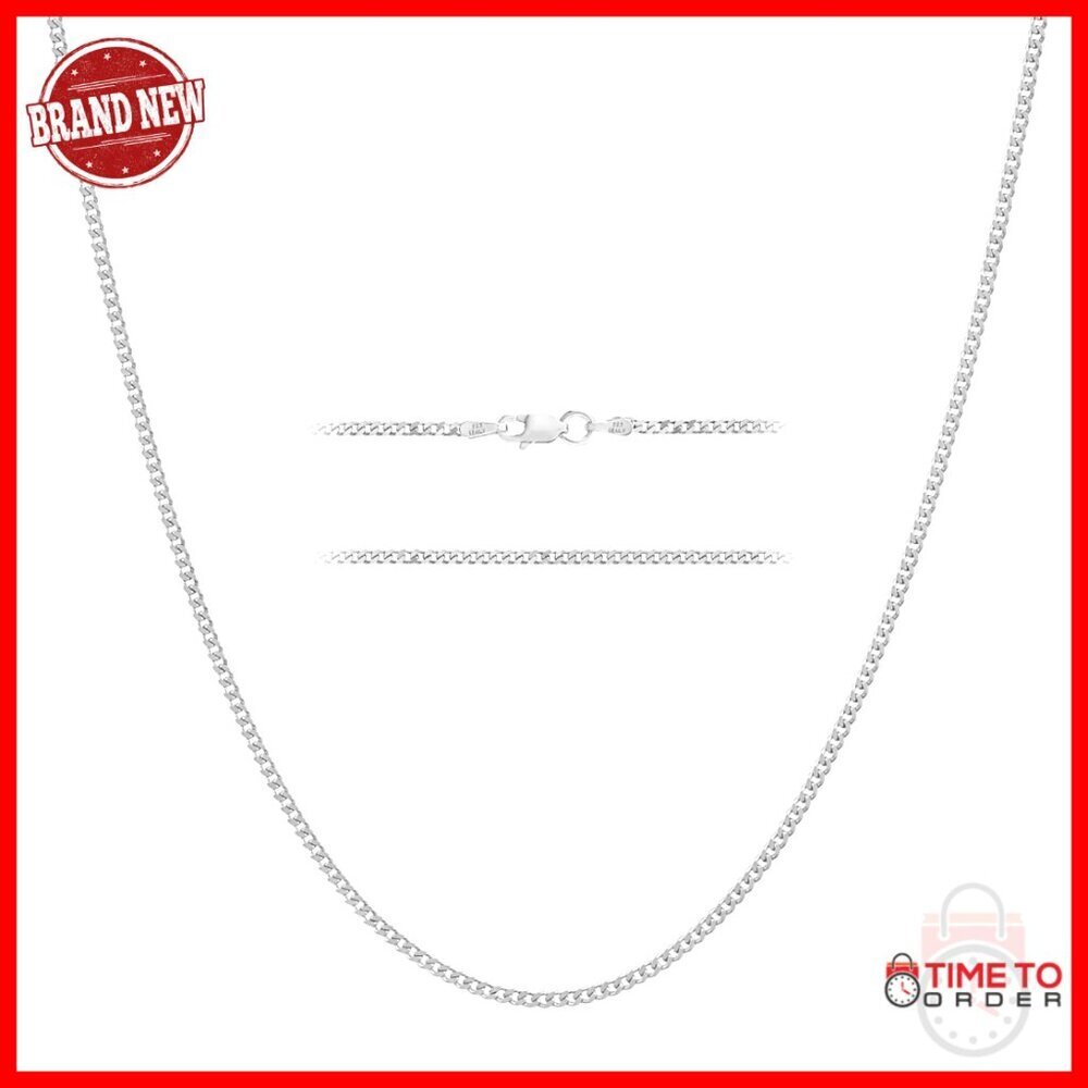 Sterling Silver Cuban Link Chain Necklace 18" Lobster Clasp